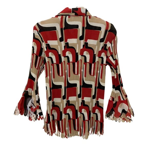 Essentials by Milano Shirt Womens S Multicolor Print Accordian Top - Picture 2 of 11